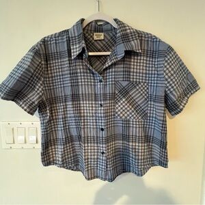 Sunday Best Aritzia Blue Plaid Button Down Shirt Crop Top Women’s Medium M